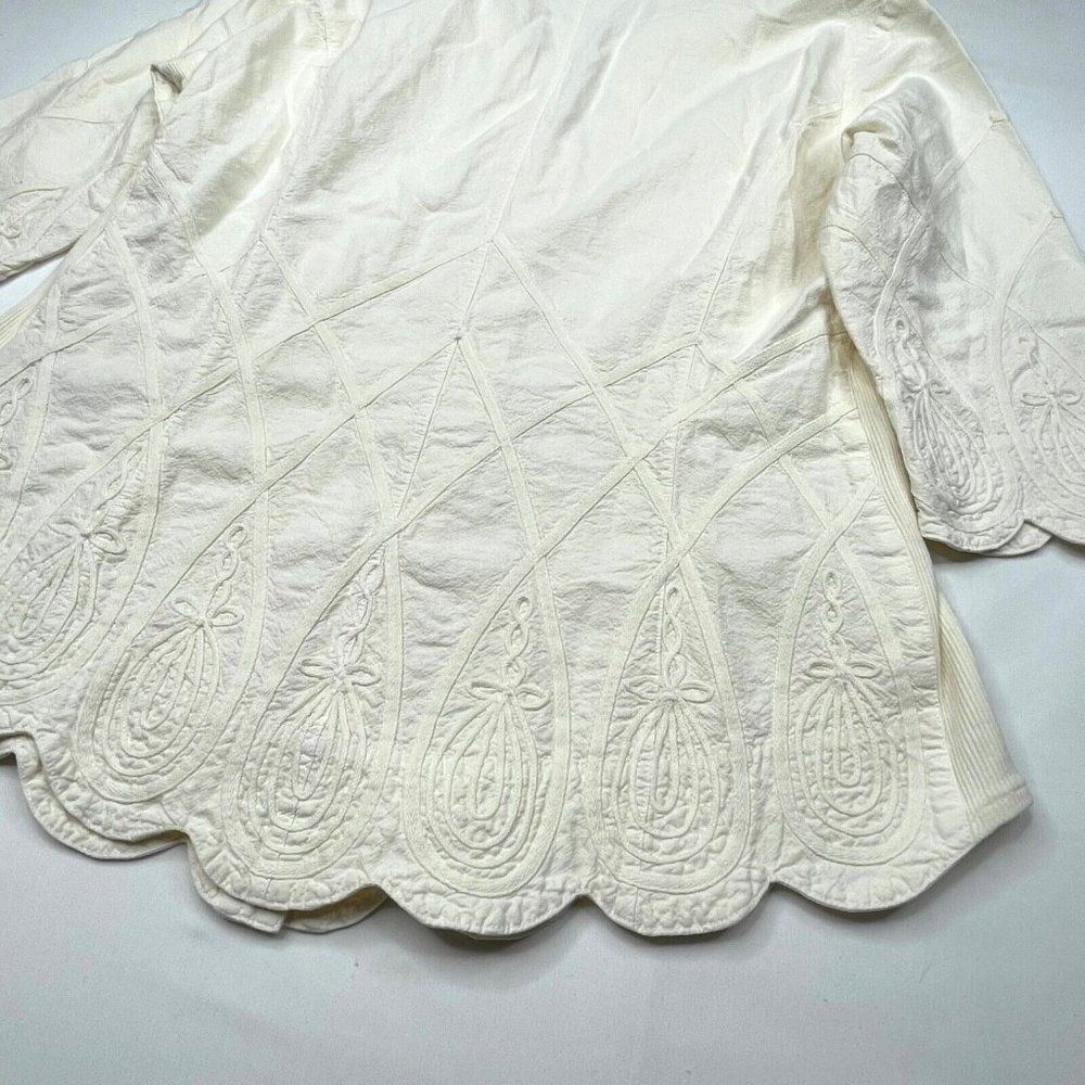 Soft Surroundings Embroidered Soutache Cotton Button Front Top NEW - Picture 7 of 9